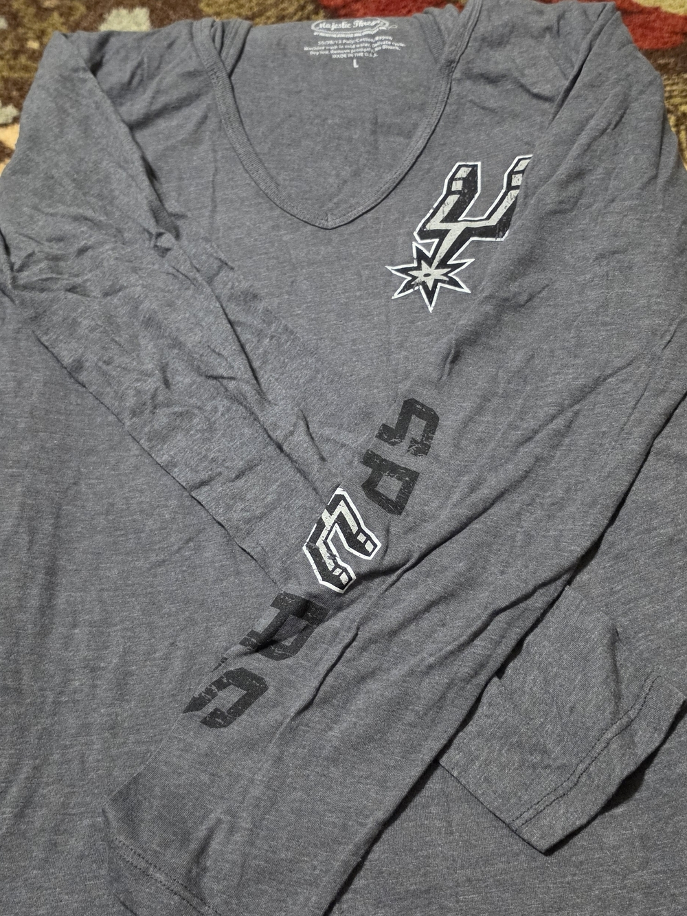 New Woman Gray Spurs Long Sleeve V-Neck Shirt With Hoodie L